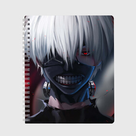 Тетрадь с принтом TOKYO GHOUL в городе Новоалтайск, 100% бумага | 48 листов, плотность листов — 60 г/м2, плотность картонной обложки — 250 г/м2. Листы скреплены сбоку удобной пружинной спиралью. Уголки страниц и обложки скругленные. Цвет линий — светло-серый
 | anime | heroes | kaneki | manga | tokyo ghoul | аниме | герои | канеки | манга | токийский гуль | токио гуль