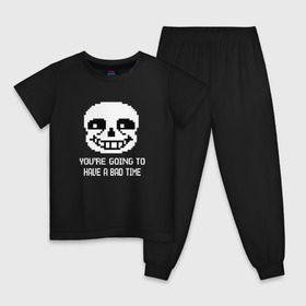 Детская пижама хлопок с принтом UNDERTALE в городе Новоалтайск, 100% хлопок |  брюки и футболка прямого кроя, без карманов, на брюках мягкая резинка на поясе и по низу штанин
 | asriel dreemurr | chara | frisk | gaster blaster | sans | undertale | азриэль дримурр | андертейл | андрайн | гастер | меттатон | санс | фриск | чара