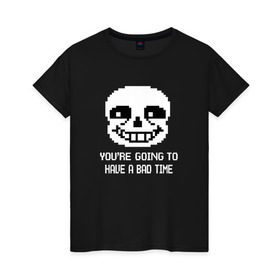 Женская футболка хлопок с принтом UNDERTALE в городе Новоалтайск, 100% хлопок | прямой крой, круглый вырез горловины, длина до линии бедер, слегка спущенное плечо | asriel dreemurr | chara | frisk | gaster blaster | sans | undertale | азриэль дримурр | андертейл | андрайн | гастер | меттатон | санс | фриск | чара