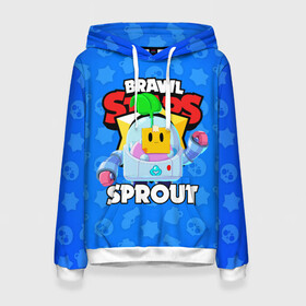 Женская толстовка 3D с принтом BRAWL STARS SPROUT в городе Новоалтайск, 100% полиэстер  | двухслойный капюшон со шнурком для регулировки, мягкие манжеты на рукавах и по низу толстовки, спереди карман-кенгуру с мягким внутренним слоем. | 8 bit | 8 бит | bibi | brawl stars | crow | el brown | leon | leon shark | max | mr.p | phoenix | sally leon | shark | sprout | stars | virus | werewolf | акула | биби | вирус | ворон | леон | оборотень | пингвин