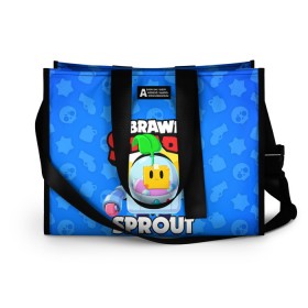 Сумка-шоппер 3D с принтом BRAWL STARS SPROUT в городе Новоалтайск, 100% полиэстер | застегивается на металлическую кнопку; внутренний карман застегивается на молнию. Стенки укреплены специальным мягким материалом, чтобы защитить содержимое от несильных ударов
 | 8 bit | 8 бит | bibi | brawl stars | crow | el brown | leon | leon shark | max | mr.p | phoenix | sally leon | shark | sprout | stars | virus | werewolf | акула | биби | вирус | ворон | леон | оборотень | пингвин