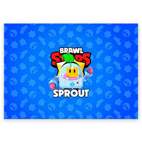 Поздравительная открытка с принтом BRAWL STARS SPROUT в городе Новоалтайск, 100% бумага | плотность бумаги 280 г/м2, матовая, на обратной стороне линовка и место для марки
 | Тематика изображения на принте: 8 bit | 8 бит | bibi | brawl stars | crow | el brown | leon | leon shark | max | mr.p | phoenix | sally leon | shark | sprout | stars | virus | werewolf | акула | биби | вирус | ворон | леон | оборотень | пингвин