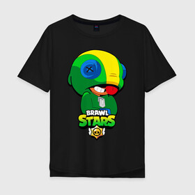 Мужская футболка хлопок Oversize с принтом LEON - BRAWL STARS в городе Новоалтайск, 100% хлопок | свободный крой, круглый ворот, “спинка” длиннее передней части | 8 bit | 8 бит | 8bit | 8бит | brawl | crow | game | games | leon | max | mr.p | sandy | spike | star | stars | брав | бравл | браво | ворон | звезда | звезды | игра | игры | кроу | леон | макс | сенди | спайк | старс | сэнди