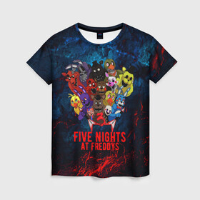 Женская футболка 3D с принтом Five Nights At Freddys в городе Новоалтайск, 100% полиэфир ( синтетическое хлопкоподобное полотно) | прямой крой, круглый вырез горловины, длина до линии бедер | 5 ночей с фредди | five nights at freddys | fnaf | horror | nightmare | страшилки | ужасы | фнаф | фредди фазбер | хоррор