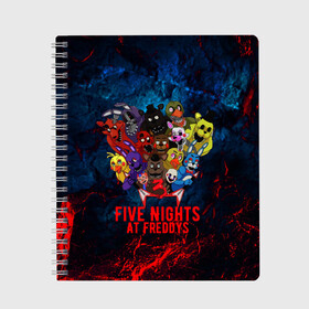 Тетрадь с принтом Five Nights At Freddys в городе Новоалтайск, 100% бумага | 48 листов, плотность листов — 60 г/м2, плотность картонной обложки — 250 г/м2. Листы скреплены сбоку удобной пружинной спиралью. Уголки страниц и обложки скругленные. Цвет линий — светло-серый
 | Тематика изображения на принте: 5 ночей с фредди | five nights at freddys | fnaf | horror | nightmare | страшилки | ужасы | фнаф | фредди фазбер | хоррор