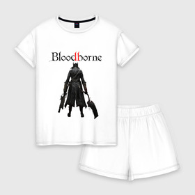 Женская пижама с шортиками хлопок с принтом Bloodborne в городе Новоалтайск, 100% хлопок | футболка прямого кроя, шорты свободные с широкой мягкой резинкой | bloodborne | bloodborne 2 | esport | game | playstation | бладборн | игра | киберспорт | киберспортсмен | порождение крови