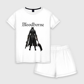 Женская пижама с шортиками хлопок с принтом Bloodborne в городе Новоалтайск, 100% хлопок | футболка прямого кроя, шорты свободные с широкой мягкой резинкой | bloodborne | bloodborne 2 | esport | game | playstation | бладборн | игра | киберспорт | киберспортсмен | порождение крови