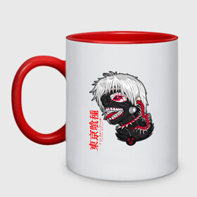 Кружка двухцветная с принтом TOKYO GHOUL в городе Новоалтайск, керамика | объем — 330 мл, диаметр — 80 мм. Цветная ручка и кайма сверху, в некоторых цветах — вся внутренняя часть | Тематика изображения на принте: anime | heroes | kaneki | manga | tokyo ghoul | аниме | герои | канеки | манга | токийский гуль | токио гуль