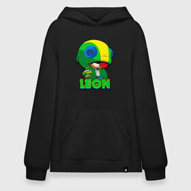 Худи SuperOversize хлопок с принтом LEON - BRAWL STARS в городе Новоалтайск, 70% хлопок, 30% полиэстер, мягкий начес внутри | карман-кенгуру, эластичная резинка на манжетах и по нижней кромке, двухслойный капюшон
 | 8 bit | 8 бит | 8bit | 8бит | brawl | crow | game | games | leon | max | mr.p | sandy | spike | star | stars | брав | бравл | браво | ворон | звезда | звезды | игра | игры | кроу | леон | макс | сенди | спайк | старс | сэнди