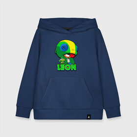 Детская толстовка хлопок с принтом LEON - BRAWL STARS в городе Новоалтайск, 100% хлопок | Круглый горловой вырез, эластичные манжеты, пояс, капюшен | 8 bit | 8 бит | 8bit | 8бит | brawl | crow | game | games | leon | max | mr.p | sandy | spike | star | stars | брав | бравл | браво | ворон | звезда | звезды | игра | игры | кроу | леон | макс | сенди | спайк | старс | сэнди