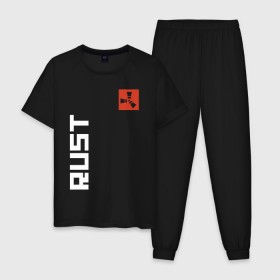 Мужская пижама хлопок с принтом RUST в городе Новоалтайск, 100% хлопок | брюки и футболка прямого кроя, без карманов, на брюках мягкая резинка на поясе и по низу штанин
 | dayz | facepunch | rust | state of decay | survival | the forest | this war of mine | выживалка rust | раст