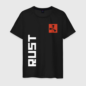 Мужская футболка хлопок с принтом RUST в городе Новоалтайск, 100% хлопок | прямой крой, круглый вырез горловины, длина до линии бедер, слегка спущенное плечо. | dayz | facepunch | rust | state of decay | survival | the forest | this war of mine | выживалка rust | раст