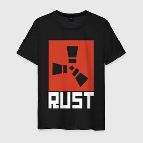 Мужская футболка хлопок с принтом RUST в городе Новоалтайск, 100% хлопок | прямой крой, круглый вырез горловины, длина до линии бедер, слегка спущенное плечо. | dayz | facepunch | rust | state of decay | survival | the forest | this war of mine | выживалка rust | раст