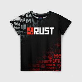 Детская футболка 3D с принтом RUST в городе Новоалтайск, 100% гипоаллергенный полиэфир | прямой крой, круглый вырез горловины, длина до линии бедер, чуть спущенное плечо, ткань немного тянется | dayz | facepunch | rust | state of decay | survival | the forest | this war of mine | выживалка rust | раст