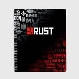 Тетрадь с принтом RUST в городе Новоалтайск, 100% бумага | 48 листов, плотность листов — 60 г/м2, плотность картонной обложки — 250 г/м2. Листы скреплены сбоку удобной пружинной спиралью. Уголки страниц и обложки скругленные. Цвет линий — светло-серый
 | dayz | facepunch | rust | state of decay | survival | the forest | this war of mine | выживалка rust | раст