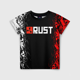 Детская футболка 3D с принтом RUST в городе Новоалтайск, 100% гипоаллергенный полиэфир | прямой крой, круглый вырез горловины, длина до линии бедер, чуть спущенное плечо, ткань немного тянется | dayz | facepunch | rust | state of decay | survival | the forest | this war of mine | выживалка rust | раст