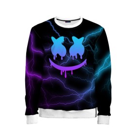 Детский свитшот 3D с принтом Marshmello в городе Новоалтайск, 100% полиэстер | свободная посадка, прямой крой, мягкая тканевая резинка на рукавах и понизу свитшота | marshmello | диджей | клуб | клубная музыка | маршмеллоу | маршмэлло | маршмэллоу | музыка | электронная