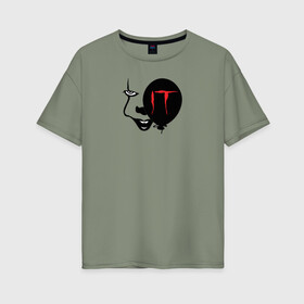 Женская футболка хлопок Oversize с принтом IT в городе Новоалтайск, 100% хлопок | свободный крой, круглый ворот, спущенный рукав, длина до линии бедер
 | it | pennywise | vdosadir | андрес мускетти | оно | пеннивайз