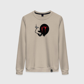 Женский свитшот хлопок с принтом IT в городе Новоалтайск, 100% хлопок | прямой крой, круглый вырез, на манжетах и по низу широкая трикотажная резинка  | it | pennywise | vdosadir | андрес мускетти | оно | пеннивайз