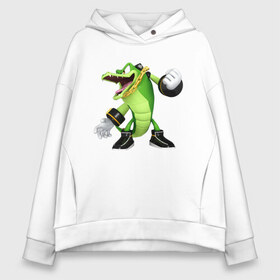 Женское худи Oversize хлопок с принтом Sonic Crocodile в городе Новоалтайск, френч-терри — 70% хлопок, 30% полиэстер. Мягкий теплый начес внутри —100% хлопок | боковые карманы, эластичные манжеты и нижняя кромка, капюшон на магнитной кнопке | hedgehog | metal sonic | silver | silver the hedgehog | sonic | sonic boom | sonic the hedgehog | еж | ёж сонник | ежик | игры | кино | крокодил | соник | соник в кино | фильм