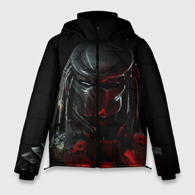 Мужская зимняя куртка 3D с принтом PREDATOR | ХИЩНИК в городе Новоалтайск, верх — 100% полиэстер; подкладка — 100% полиэстер; утеплитель — 100% полиэстер | длина ниже бедра, свободный силуэт Оверсайз. Есть воротник-стойка, отстегивающийся капюшон и ветрозащитная планка. 

Боковые карманы с листочкой на кнопках и внутренний карман на молнии. | Тематика изображения на принте: aliens | avp | black | cinema | predator | кино | фильм хищник | фильмы | хищник | чёрный | чужой