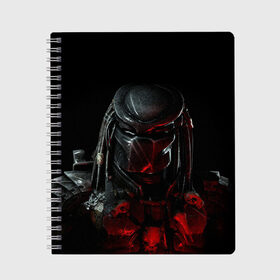 Тетрадь с принтом PREDATOR ХИЩНИК в городе Новоалтайск, 100% бумага | 48 листов, плотность листов — 60 г/м2, плотность картонной обложки — 250 г/м2. Листы скреплены сбоку удобной пружинной спиралью. Уголки страниц и обложки скругленные. Цвет линий — светло-серый
 | aliens | avp | black | cinema | predator | кино | фильм хищник | фильмы | хищник | чёрный | чужой