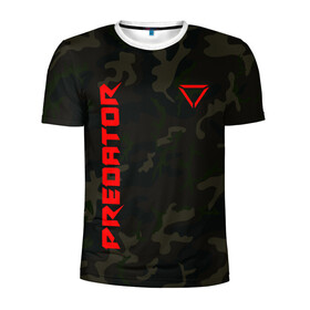 Мужская футболка 3D спортивная с принтом Predator Military в городе Новоалтайск, 100% полиэстер с улучшенными характеристиками | приталенный силуэт, круглая горловина, широкие плечи, сужается к линии бедра | Тематика изображения на принте: hunting grounds | predator | зубы | предатор | придатар | придатор | хищник