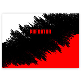 Поздравительная открытка с принтом PREDATOR в городе Новоалтайск, 100% бумага | плотность бумаги 280 г/м2, матовая, на обратной стороне линовка и место для марки
 | aliens | avp | black | cinema | predator | кино | фильм хищник | фильмы | хищник | чёрный | чужой