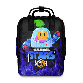 Женский рюкзак 3D с принтом BRAWL STARS SPROUT. в городе Новоалтайск, 100% полиэстер | лямки с регулируемой длиной, сверху ручки, чтобы рюкзак нести как сумку. Основное отделение закрывается на молнию, как и внешний карман. Внутри два дополнительных кармана, один из которых закрывается на молнию. По бокам два дополнительных кармашка, куда поместится маленькая бутылочка
 | 8 bit | brawl stars | brawl stars sprout | crow | leon shark | max | mr.p | sally leon | shark | sprout | tara | werewolf leon | берли | бравл старс | ворон | макс | оборотень | спроут | тара
