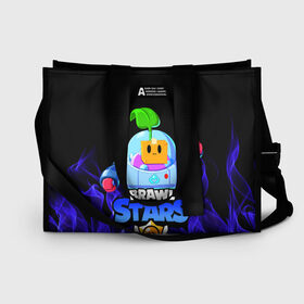 Сумка-шоппер 3D с принтом BRAWL STARS SPROUT. в городе Новоалтайск, 100% полиэстер | застегивается на металлическую кнопку; внутренний карман застегивается на молнию. Стенки укреплены специальным мягким материалом, чтобы защитить содержимое от несильных ударов
 | 8 bit | brawl stars | brawl stars sprout | crow | leon shark | max | mr.p | sally leon | shark | sprout | tara | werewolf leon | берли | бравл старс | ворон | макс | оборотень | спроут | тара