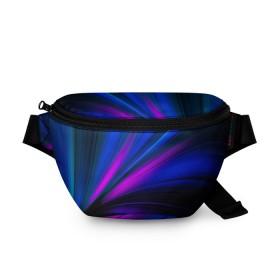 Поясная сумка 3D с принтом НЕОНОВЫЕ ВОЛНЫ в городе Новоалтайск, 100% полиэстер | плотная ткань, ремень с регулируемой длиной, внутри несколько карманов для мелочей, основное отделение и карман с обратной стороны сумки застегиваются на молнию | abstraction | geometry | hexagon | neon | paints | stripes | texture | triangle | абстракция | брызги | геометрия | краски | неон | неоновый | соты | текстура