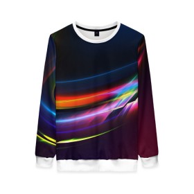 Женский свитшот 3D с принтом NEON STRIPES в городе Новоалтайск, 100% полиэстер с мягким внутренним слоем | круглый вырез горловины, мягкая резинка на манжетах и поясе, свободная посадка по фигуре | abstraction | geometry | hexagon | neon | paints | stripes | texture | triangle | waves | абстракция | брызги | геометрия | краски | неон | неоновый | соты | текстура