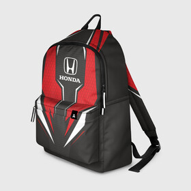 Рюкзак 3D с принтом Honda Driver team Red в городе Новоалтайск, 100% полиэстер | лямки с регулируемой длиной, сверху петелька, чтобы рюкзак можно было повесить на вешалку. Основное отделение закрывается на молнию, как и внешний карман. Внутри два дополнительных кармана, один из которых закрывается на молнию. По бокам два дополнительных кармашка | Тематика изображения на принте: driver | driver team | honda | honda team | racing | гонки | машины | тачки | хонда