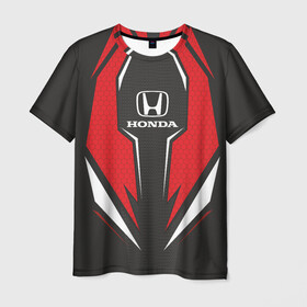 Мужская футболка 3D с принтом Honda Driver team Red в городе Новоалтайск, 100% полиэфир | прямой крой, круглый вырез горловины, длина до линии бедер | driver | driver team | honda | honda team | racing | гонки | машины | тачки | хонда