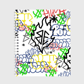 Тетрадь с принтом BILLIE EILISH GRAFFITI в городе Новоалтайск, 100% бумага | 48 листов, плотность листов — 60 г/м2, плотность картонной обложки — 250 г/м2. Листы скреплены сбоку удобной пружинной спиралью. Уголки страниц и обложки скругленные. Цвет линий — светло-серый
 | Тематика изображения на принте: bad guy | bad guy billie eilish | billie eilish | billie eilish bad | billie eilish guy | billie eilish merch | billie eilish мерч | lovely billie eilish | билли айлиш