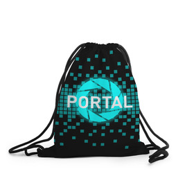 Рюкзак-мешок 3D с принтом Portal в городе Новоалтайск, 100% полиэстер | плотность ткани — 200 г/м2, размер — 35 х 45 см; лямки — толстые шнурки, застежка на шнуровке, без карманов и подкладки | 3d | aperture science | black mesa xen | half life | portal | portal 2 | valve | игра | портал