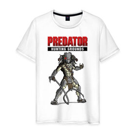 Мужская футболка хлопок с принтом Predator: Hunting Grounds в городе Новоалтайск, 100% хлопок | прямой крой, круглый вырез горловины, длина до линии бедер, слегка спущенное плечо. | game | gamer | predator: hunting grounds | игра | шутер