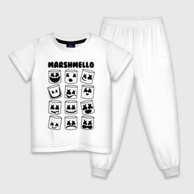 Детская пижама хлопок с принтом FORTNITE x MARSHMELLO в городе Новоалтайск, 100% хлопок |  брюки и футболка прямого кроя, без карманов, на брюках мягкая резинка на поясе и по низу штанин
 | Тематика изображения на принте: deadmau5 | fortnite | fortnite 2 | fortnite x маршмелло | ikonik | marshmello | ninja | ninja streamer | raven | travis scott | ворон | иконик | ниндзя | пили | рейвен | трэвис скотт | фортнайт