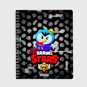 Тетрадь с принтом BRAWL STARS MR P GLITCH в городе Новоалтайск, 100% бумага | 48 листов, плотность листов — 60 г/м2, плотность картонной обложки — 250 г/м2. Листы скреплены сбоку удобной пружинной спиралью. Уголки страниц и обложки скругленные. Цвет линий — светло-серый
 | 8 bit | brawl stars | crow | crow phoenix. | leon | leon shark | бравл старс | браво старс | ворон | игра бравл | леон | леон шарк | оборотень
