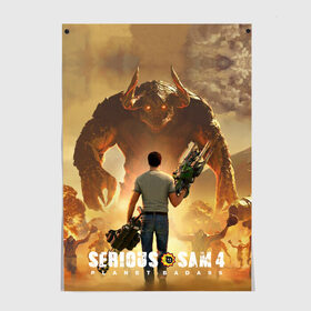 Постер с принтом Serious Sam 4 в городе Новоалтайск, 100% бумага
 | бумага, плотность 150 мг. Матовая, но за счет высокого коэффициента гладкости имеет небольшой блеск и дает на свету блики, но в отличии от глянцевой бумаги не покрыта лаком | croteam | devolver | digital | games | planet | sam | serious | игры | крутой | планета | сэм