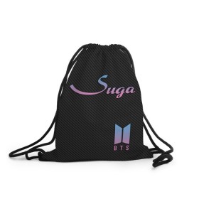 Рюкзак-мешок 3D с принтом BTS Suga в городе Новоалтайск, 100% полиэстер | плотность ткани — 200 г/м2, размер — 35 х 45 см; лямки — толстые шнурки, застежка на шнуровке, без карманов и подкладки | bts | j hope | j pop | jimin | jin | jungkook | k pop | korea | music | nct | pop | pop idols | suga | v | айдолы | бтс | идолы | к поп | корейская музыка | корея | нст | поп | попса | чимин