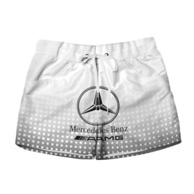 Женские шорты 3D с принтом Mercedes-Benz в городе Новоалтайск, 100% полиэстер | прямой крой, два кармана без застежек по бокам. Мягкая трикотажная резинка на поясе, внутри которой широкие завязки. Длина до середины бедра | amg | mercedes | mercedes значок | mercedes лого | mercedes марка | амг | бенц | лого автомобиля | логотип мерседес | мерин | мерс | мерседес | мерседес бенз | мерседес лого | мерседес эмблема