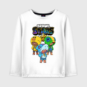 Детский лонгслив хлопок с принтом Brawl Stars Leon Trio в городе Новоалтайск, 100% хлопок | круглый вырез горловины, полуприлегающий силуэт, длина до линии бедер | 3 леона | brawl stars | brawl stars leon | leon | leon green | leon sally | leon shark | бравл старс | леон | леон акула | леон огонь | леон салли | леон старс | леоны