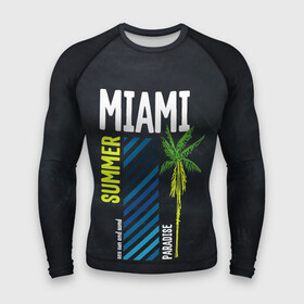 Мужской рашгард 3D с принтом Summer Miami в городе Новоалтайск,  |  | paradise | summer | летняя | лето | майами | маями | пальмы | рай