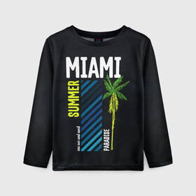 Детский лонгслив 3D с принтом Summer Miami в городе Новоалтайск, 100% полиэстер | длинные рукава, круглый вырез горловины, полуприлегающий силуэт
 | paradise | summer | летняя | лето | майами | маями | пальмы | рай