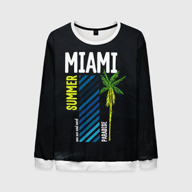 Мужской свитшот 3D с принтом Summer Miami в городе Новоалтайск, 100% полиэстер с мягким внутренним слоем | круглый вырез горловины, мягкая резинка на манжетах и поясе, свободная посадка по фигуре | paradise | summer | летняя | лето | майами | маями | пальмы | рай