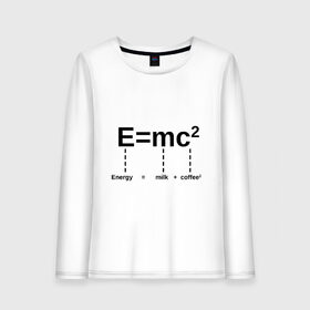 Женский лонгслив хлопок с принтом Кофе в городе Новоалтайск, 100% хлопок |  | coffee | emc2 | energy | milk | кофе | молоко | формула | формула кофе | энергия