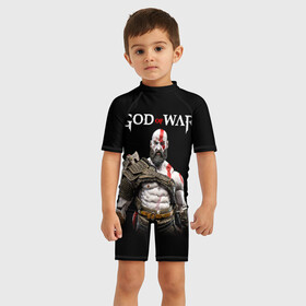Детский купальный костюм 3D с принтом God of War в городе Новоалтайск, Полиэстер 85%, Спандекс 15% | застежка на молнии на спине | ascension | betrayal | chains of olympus | cratos | ghost of sparta | god of war | hack and slash | kratos | бог войны | кратос
