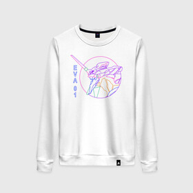 Женский свитшот хлопок с принтом Eva 01, Evangelion, Vaporwave  в городе Новоалтайск, 100% хлопок | прямой крой, круглый вырез, на манжетах и по низу широкая трикотажная резинка  | 90 | anime | cyborg | eva | eva 01 | evangelion | manga | meha | misato | rei | robot | vaporwave | аниме | вейпорвейв | ева | ева 01 | евангелион | манга | мисато | робот | синдзи