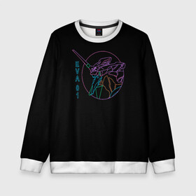 Детский свитшот 3D с принтом Eva 01, Vaporwave, Evangelion в городе Новоалтайск, 100% полиэстер | свободная посадка, прямой крой, мягкая тканевая резинка на рукавах и понизу свитшота | Тематика изображения на принте: 90 | anime | cyborg | eva | eva 01 | evangelion | manga | meha | misato | rei | robot | vaporwave | аниме | вейпорвейв | ева | ева 01 | евангелион | манга | мисато | робот | синдзи